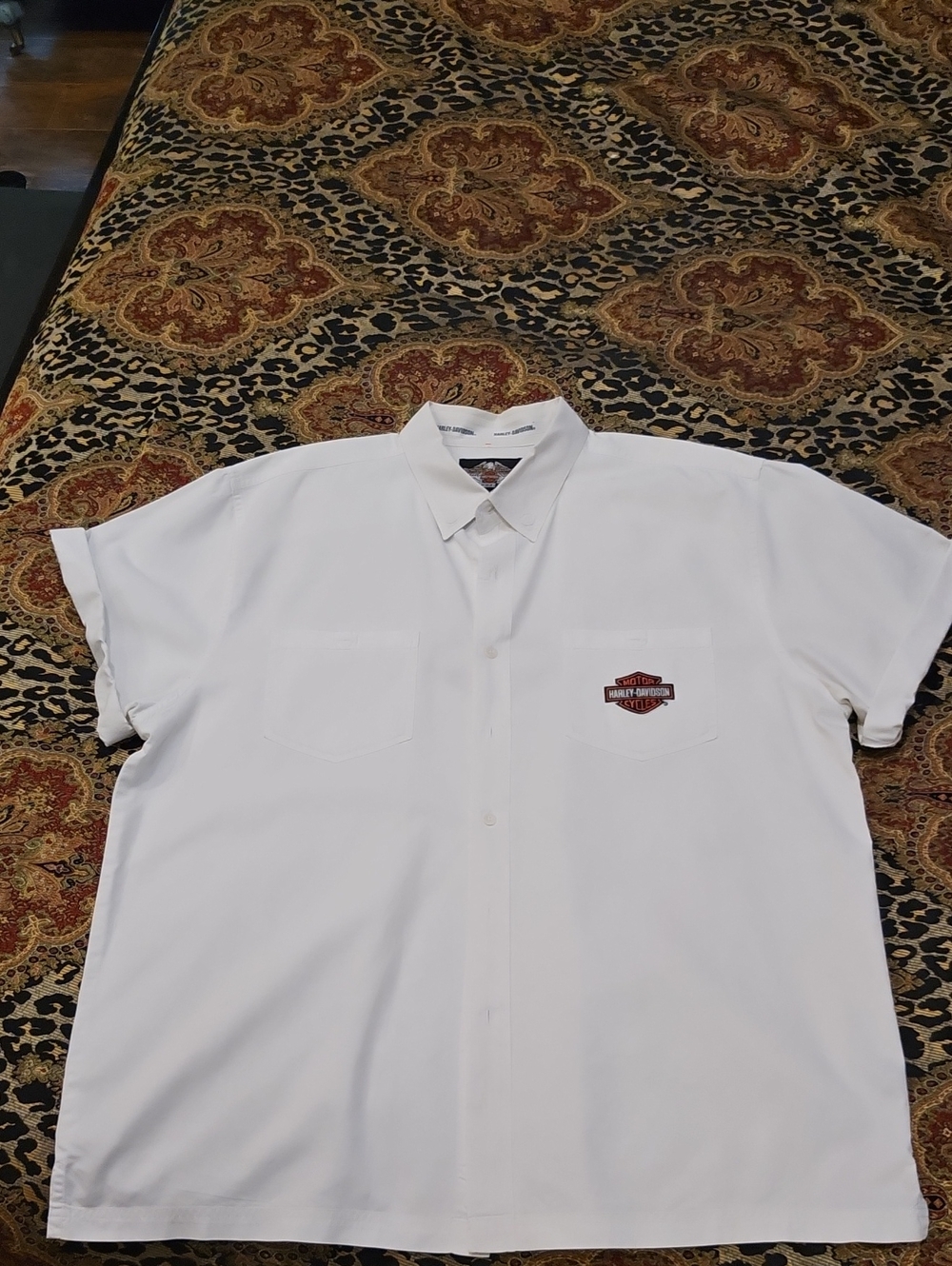Harley-Davidson White Short-Sleeve Logo Button-Down Shirt